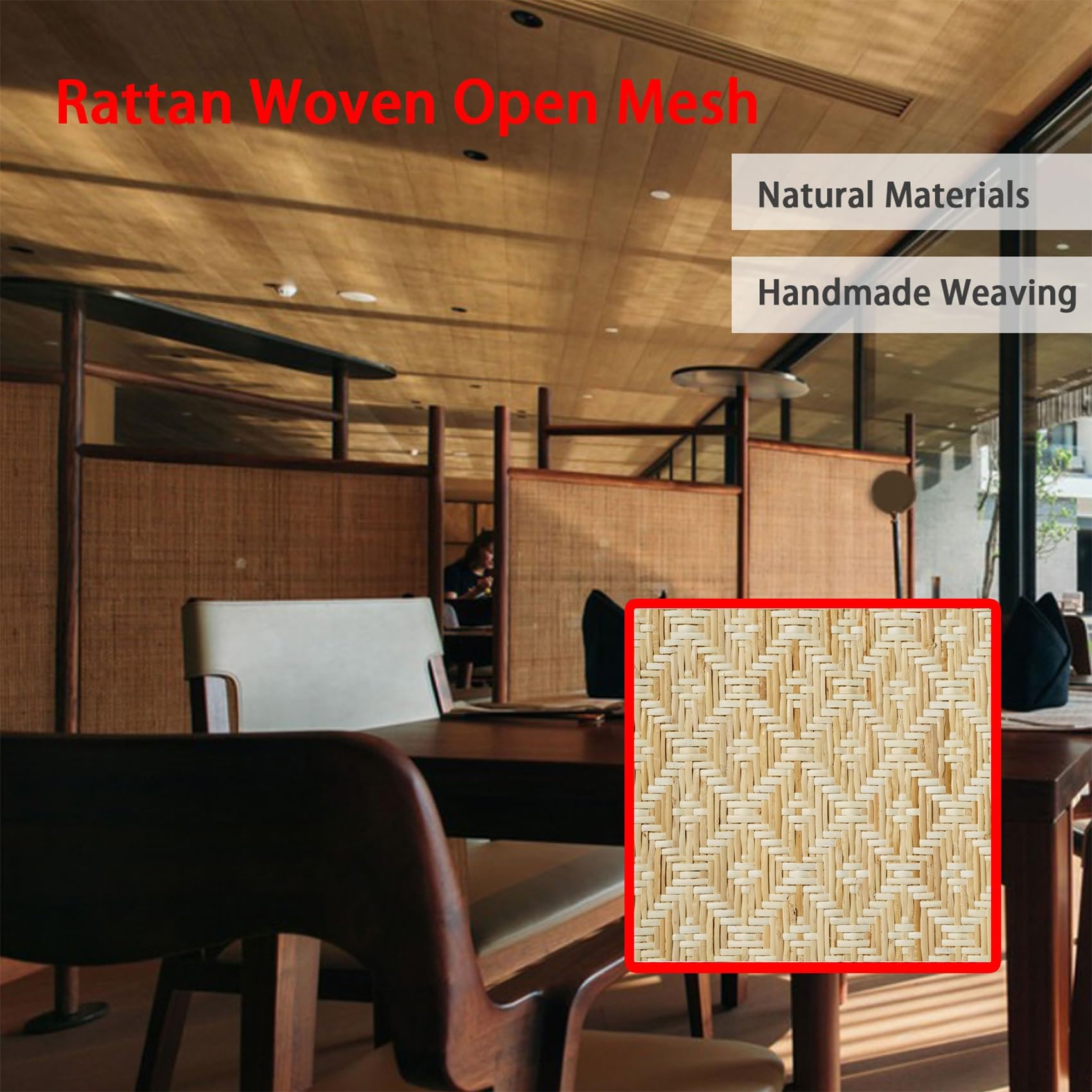 100cm de Ancho Rejilla Mimbre Natural con Tiras Ratán, Rollo de Ratán Vienés por Metros, Correas de Caña de Tela Malla, Tejido de Caña para Muebles Silla Gabinete Bricolaje(40x250cm)