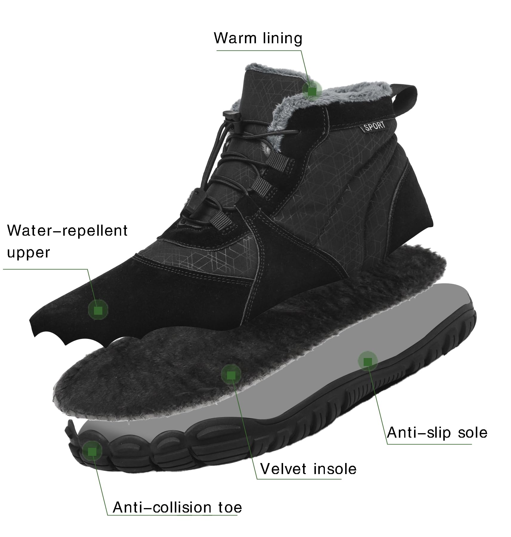 AONETIGER Unisex buty zimowe dla kobiet i mężczyzn, buty zimowe z podszewką, ciepłe, wodoodporne, wygodne buty śniegowe, antypoślizgowe, do chodzenia boso