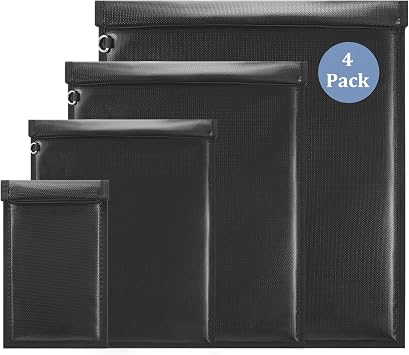 4 Pack Faraday Bags for Phones & Tablets & Laptops & Radio, Faraday Bag EMP Proof, Faraday Cage for Anti-Theft Anti-Tracking, Faraday Pouch Fireproof & Waterproof
