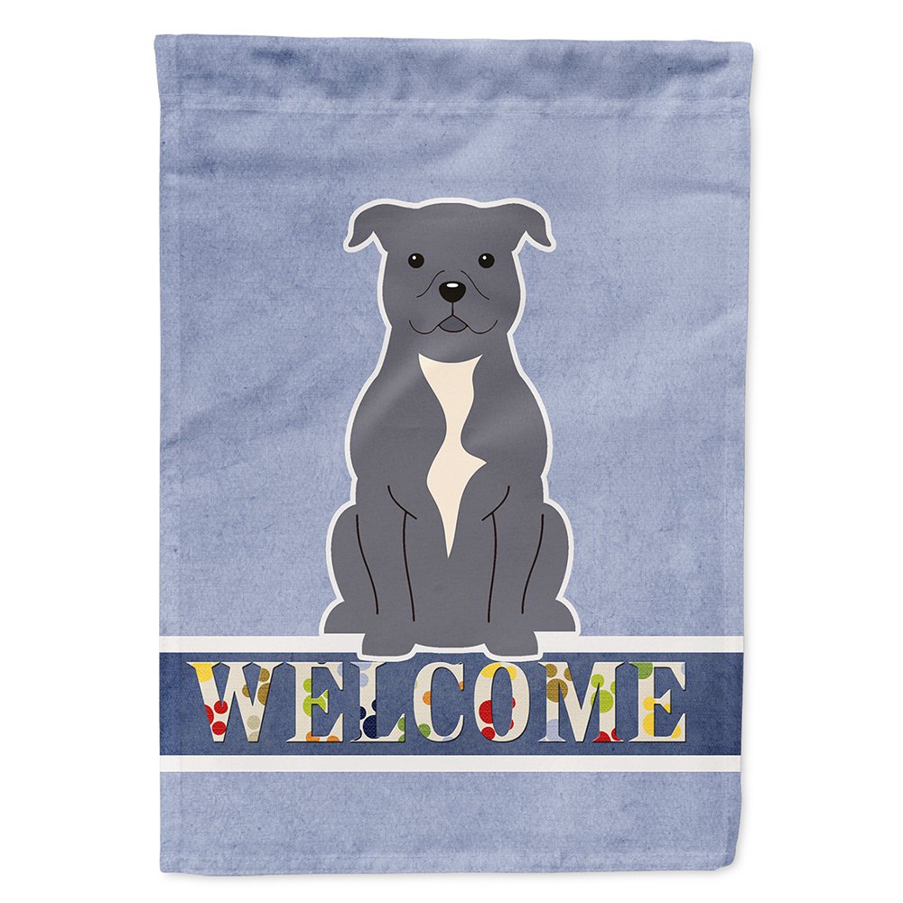 Drapeau Staffordshire Bull Terrier Bleu sur toile pour décorer le jardin de votre maison