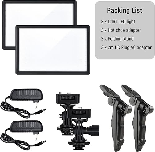 Miniatura 6 de VILTROX 2 juegos de lámpara de luz LED de fotografía con bicolor 3300K-5600K, pantalla LCD HD, CRI 95 para DSLR mesa estudio fotográfico con