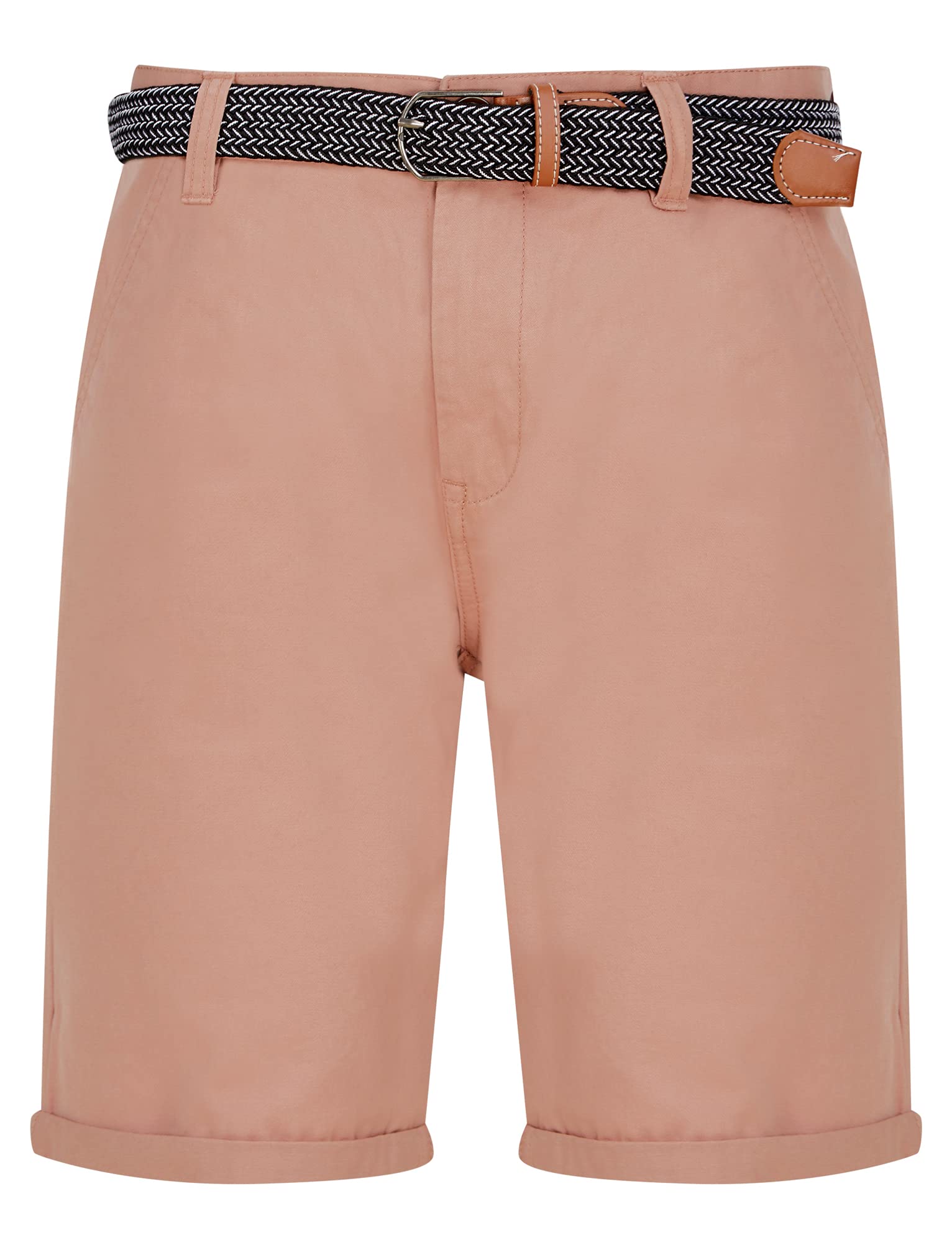 Tokyo Laundry Men's Sheringham Cotton Twill Chino Shorts with Woven Belt Pink