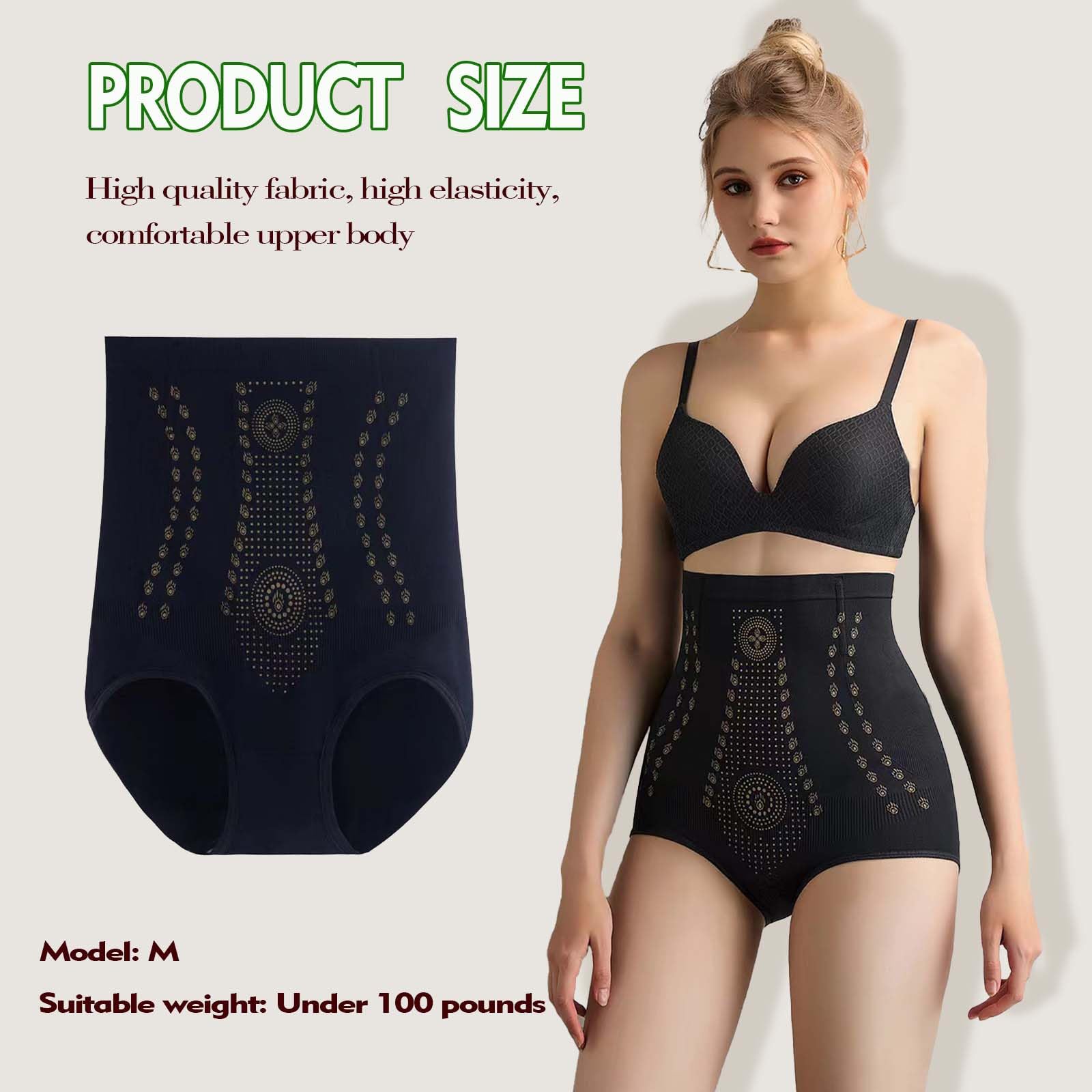 Bielizna wyszczuplająca brzuch, majtki po push-up, majtki wyszczuplające brzuch, miękkie i wygodne, z wysokim stanem, bielizna modelująca sylwetkę, czarne, M