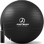 ProBody Pilates Exercise Ball - Multiple Sizes Gym Grade Balance Ball for Fitness, Workout, Pregnancy & Physical Therapy, Stability Yoga Ball Chair (Black, 85 cm)