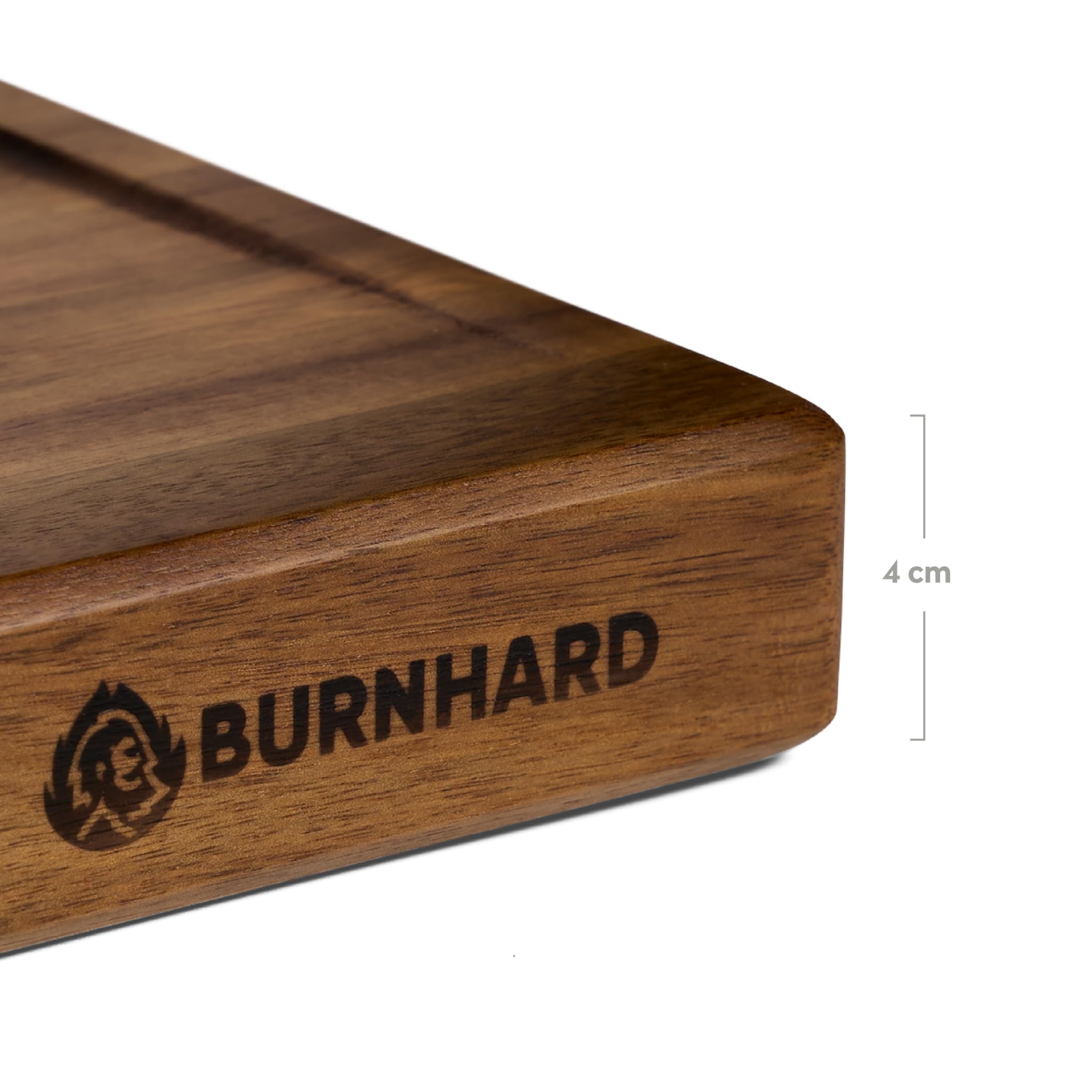 BURNHARD® Schneidebrett aus Akazienholz | extra großes XXL Küchenbrett (52 x 38 cm) mit Saftrille, Griffmulden & rutschfestem Stand