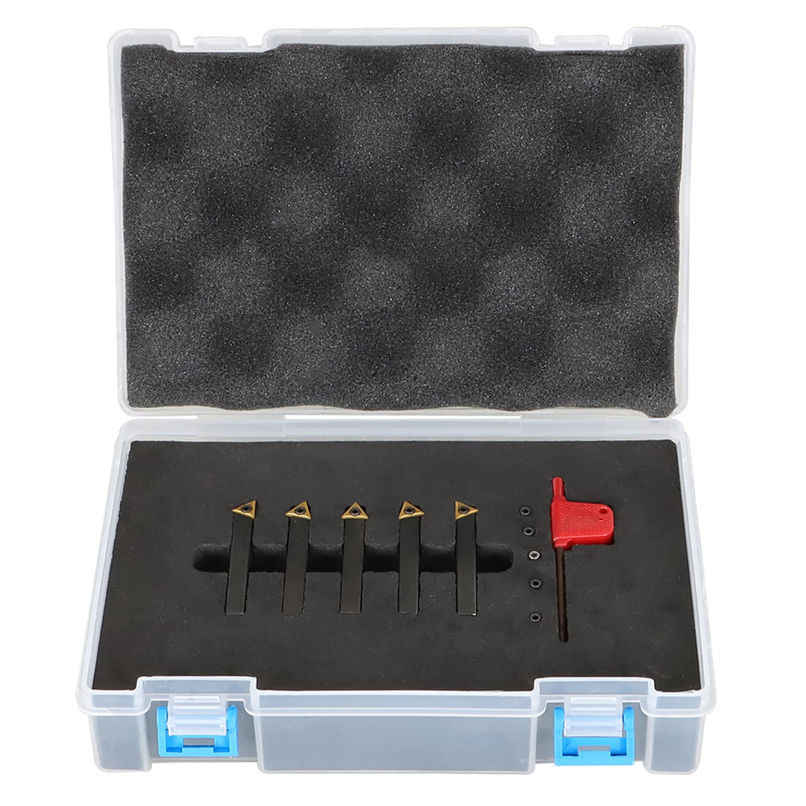 Set di 5 portautensili indicizzabili per tornio con gambo da 1/4", utensili per tornio in metallo duro CNC adatti per operazioni di finitura, tornitura di fori interni, alesatura, foratura, ecc.