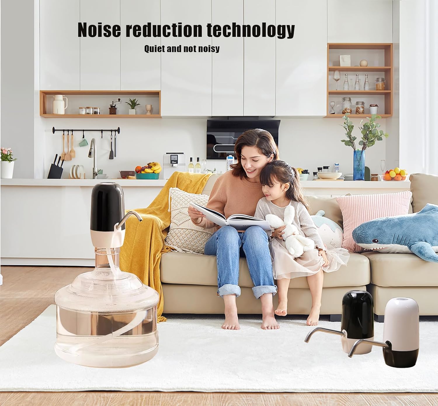 Double Pump Gallon Water Dispenser Portable Water Pump for 5 Gallon Bottle USB Charging Water Dispenser for 5 Gallon Bottle,Fast Pumping Speed