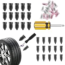 Tire Repair Rubber Nail Kit with 2 Sizes, 2026 New Vacuum Screw in Plugs for Tubeless Tires, Fast Self-Service Tire Repair Tools for Car, Motorcycle, Truck, Tractor with Screwdriver 30