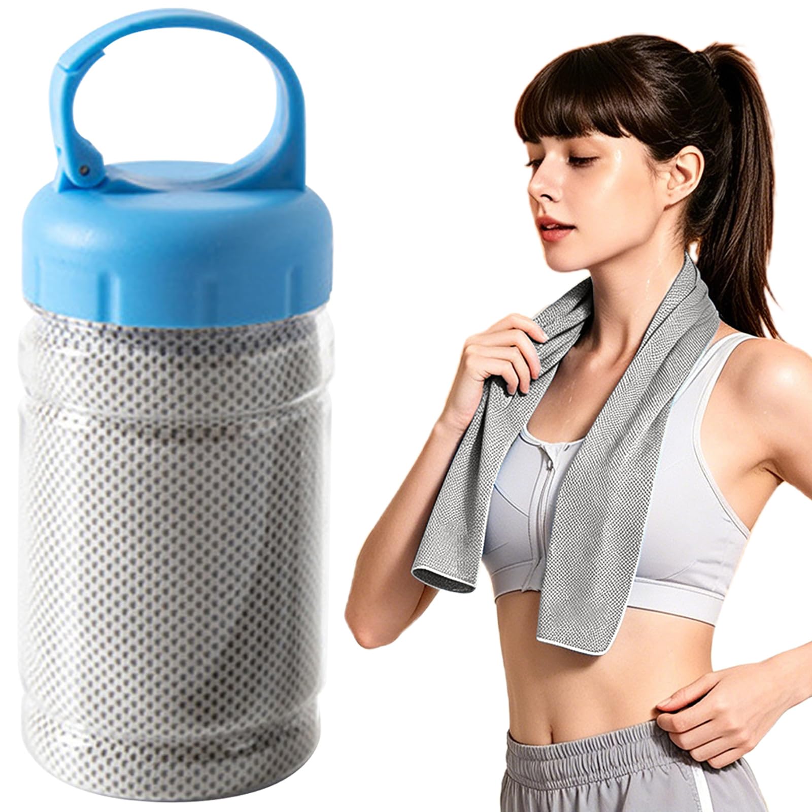 Cooling Towels with Bottle, Ice Cooling Towel for Neck Face, Soft Breathable Chilly Gym Towel, Fast Drying Cooling Scarf for Workout Running Golf (A-5)