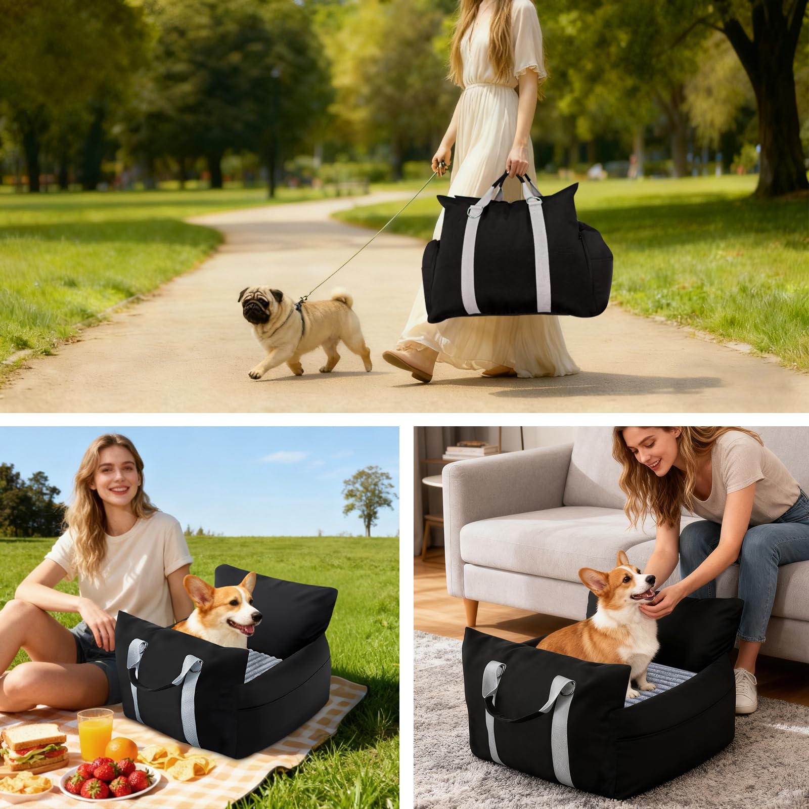 Waterproof Dog Car Seats for Small Medium Dogs, Dog Booster Seat 4in Memory Foam Pet Car Seat up to 40 lbs with Pockets, Travel Pet Car Seat with Detachable Washable Cover and Cushion - image 7