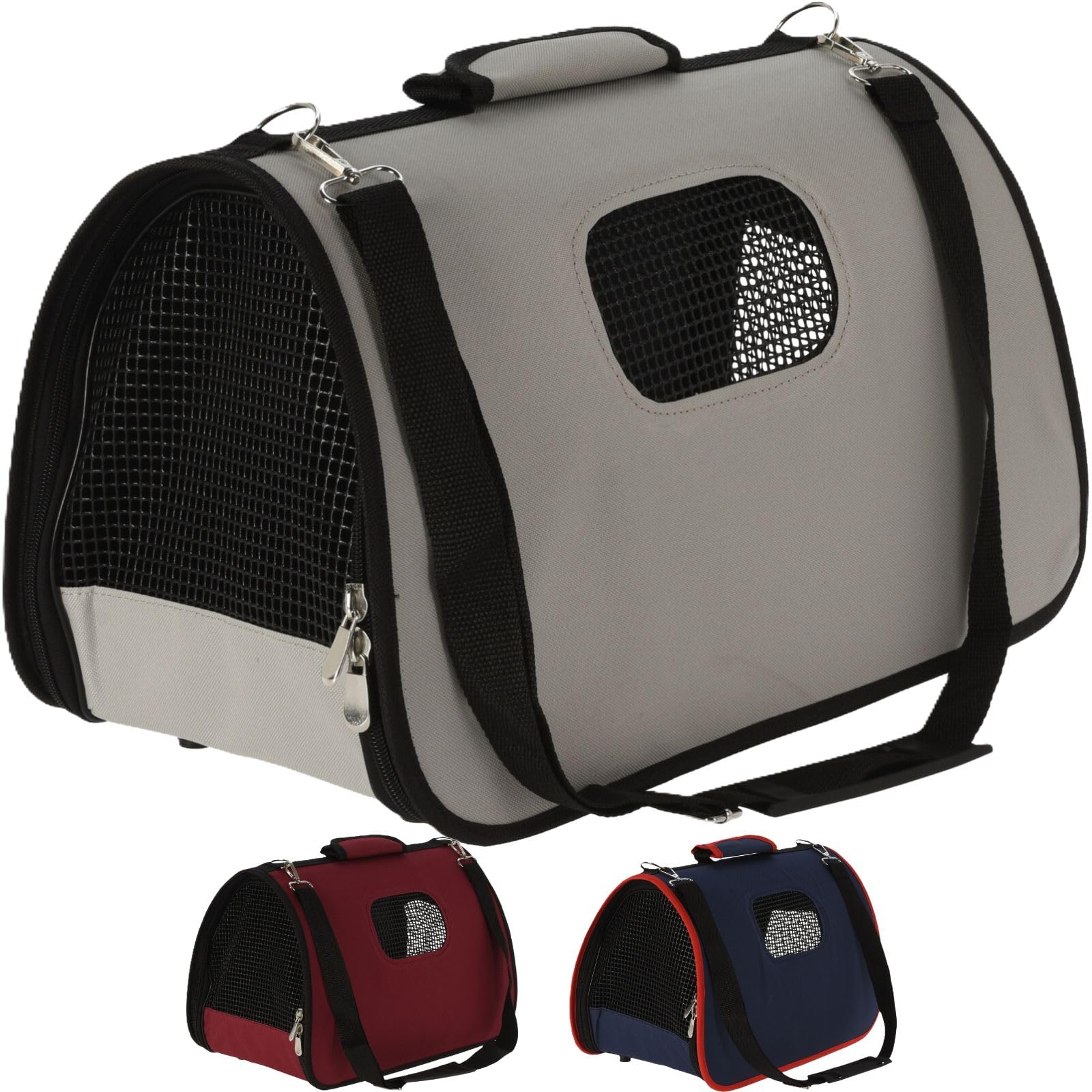 Envenzo Pet carrier bag for Cats/Puppies/Small Dogs Breathable Mesh With Shoulder Strap Durable Basket 43X25X25CM Up To 10KG (Beige) - Image 2