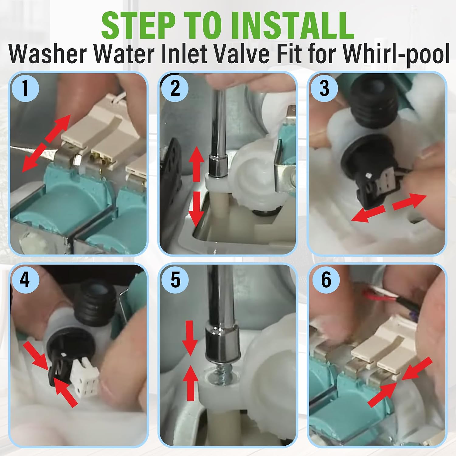 WTW5105HW2 WTW5105HW0 WTW5100HC2 WTW5100HC0 Washer Water Inlet Valve Fit For Whirl-pool WTW8500DC2 WTW8500DR1 WTW8500DC0 WTW5105HC0 WTW7120HW0 WTW7500GC2 WTW5100HC1 WTW5105HC1 WTW8500DW1 WTW8700EC0