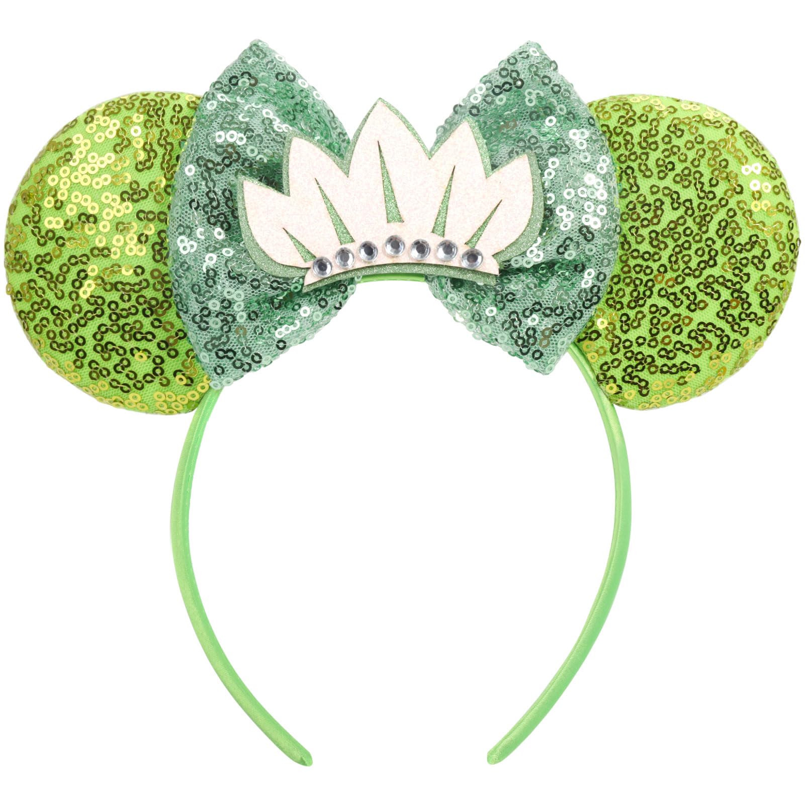 ETLUK Mouse Ears Headband, Green Sequin Princess Crown Headband for Adult Women Girls, Parks Ears for Cosplay Accessories Party Decorations