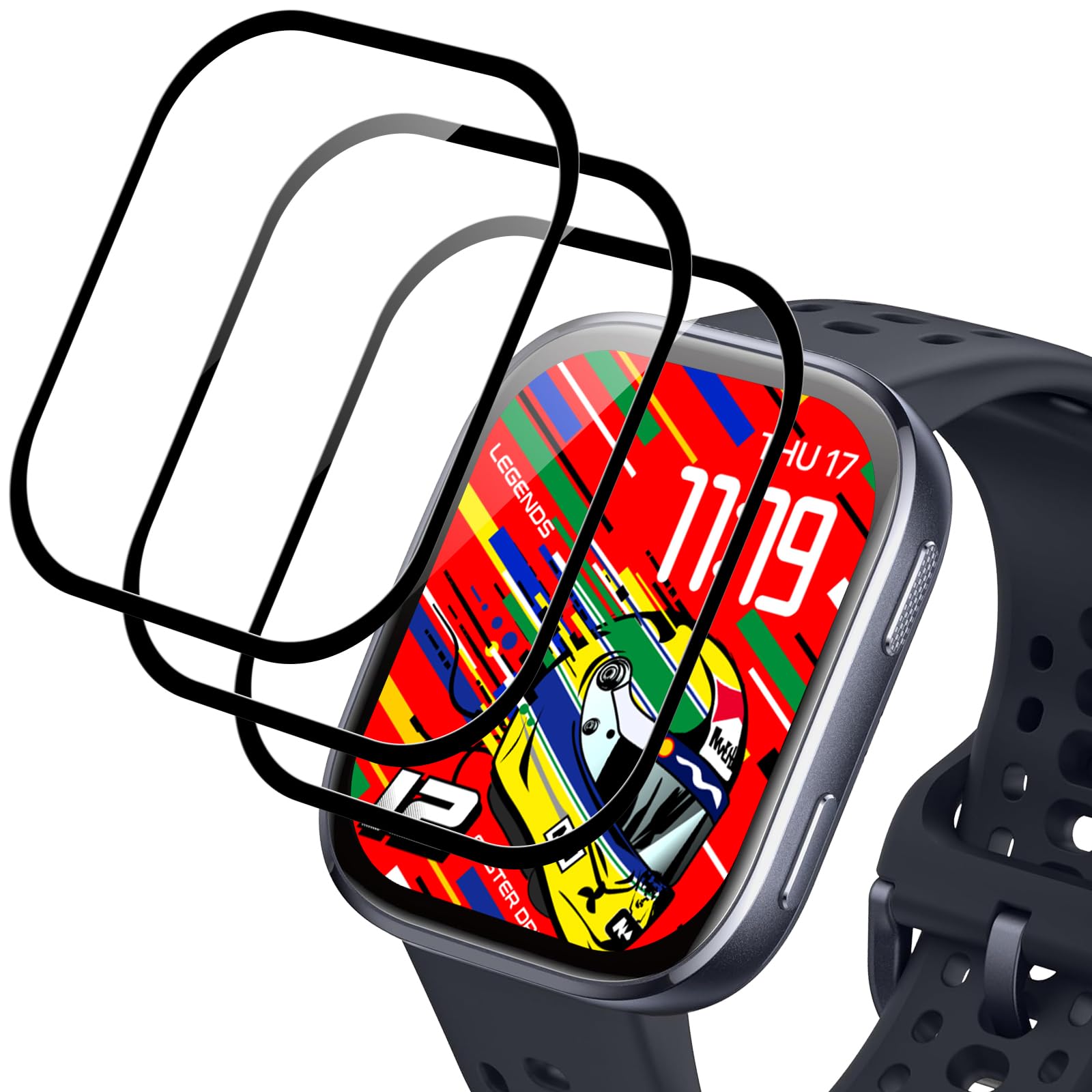 3 Pack Screen Protector for Amazfit Bip 6, tempa glass,Scratch Resistant, NO-Bubble, Crystal Clear, 9H Hardness,Glass Film