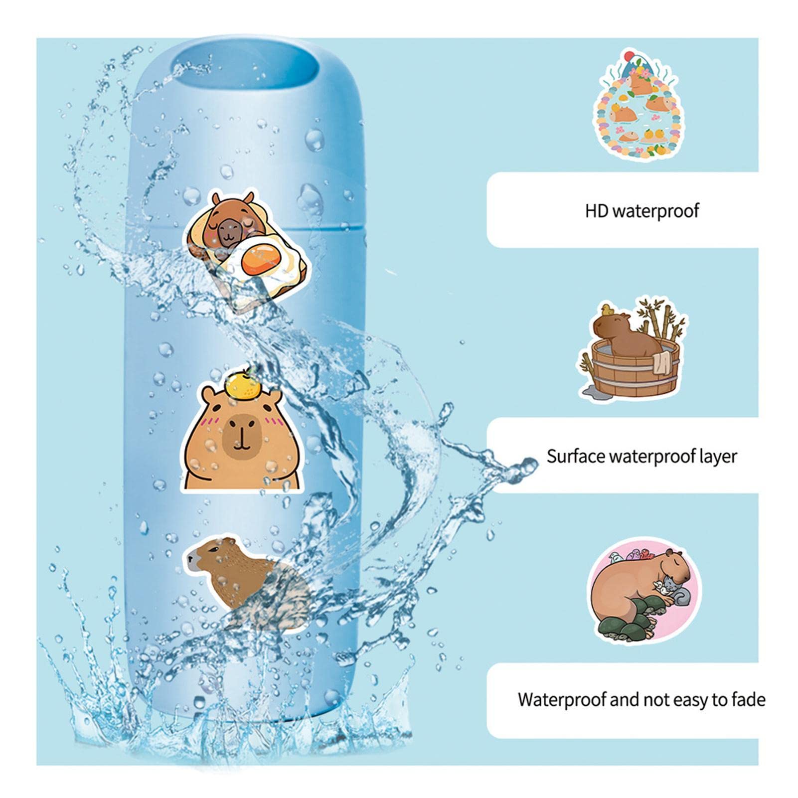 Capibara schattige vinylstickers, stickers voor kinderen, cartoon-Kapybara- stickers, schattige dierenstickers, Capybara-stickers, voor skateboard voor volwassenen, tieners, meisjes, kinderen, 100 Capibara schattige vinylstickers, stickers voor kinderen, cartoon-Kapybara- stickers, schattige dierenstickers, Capybara-stickers, voor skateboard voor volwassenen, tieners, meisjes, kinderen, 100