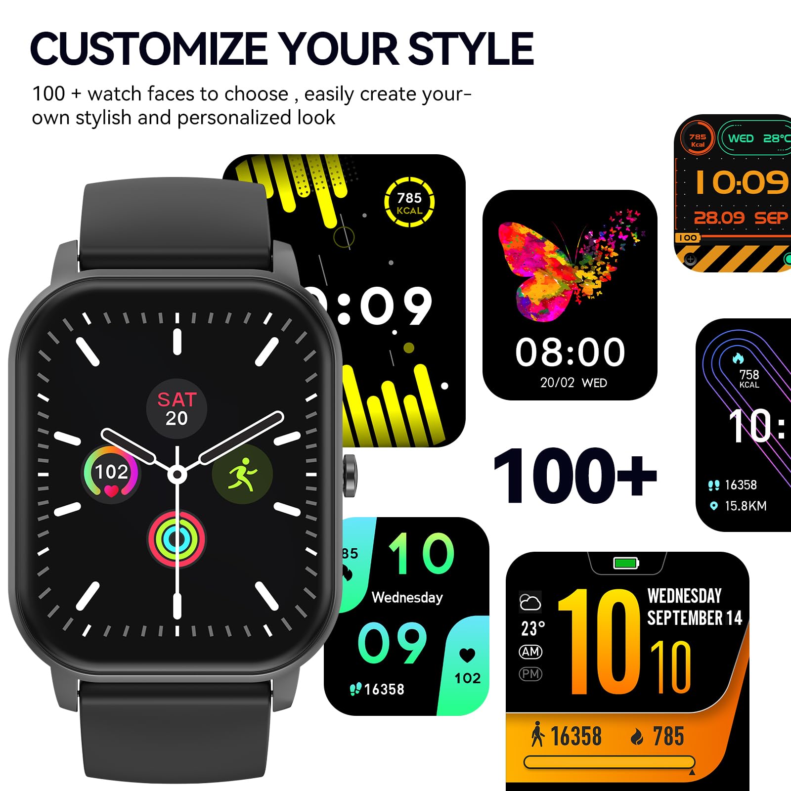 anyloop Smart Watches for Men Women, 2.02'' Answer/Maker Calls Watch, 100+ Sport Modes Fitness Tracker with IP68 Waterproof Heart Rate Sleep Monitor Activity Tracker and Smartwatches for Android iOS