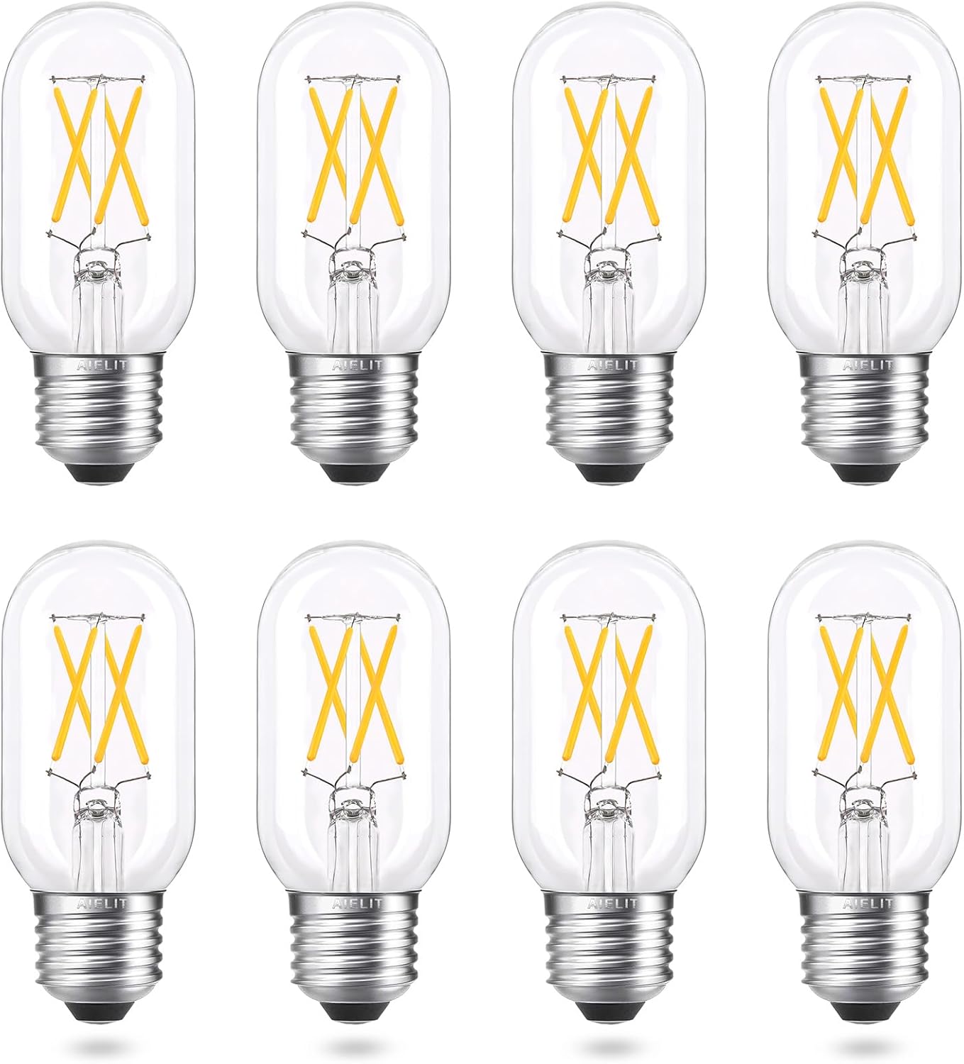 E26 LED Bulb 40W Equivalent, Energy Efficient 4W, Soft Warm White 3000K, Dimmable 400lm Tubular T14 T45 LED Edison Light Bulbs for Ceiling Pendant Sputnik Vanity Chandeliers Wall Sconces, 8 Pack