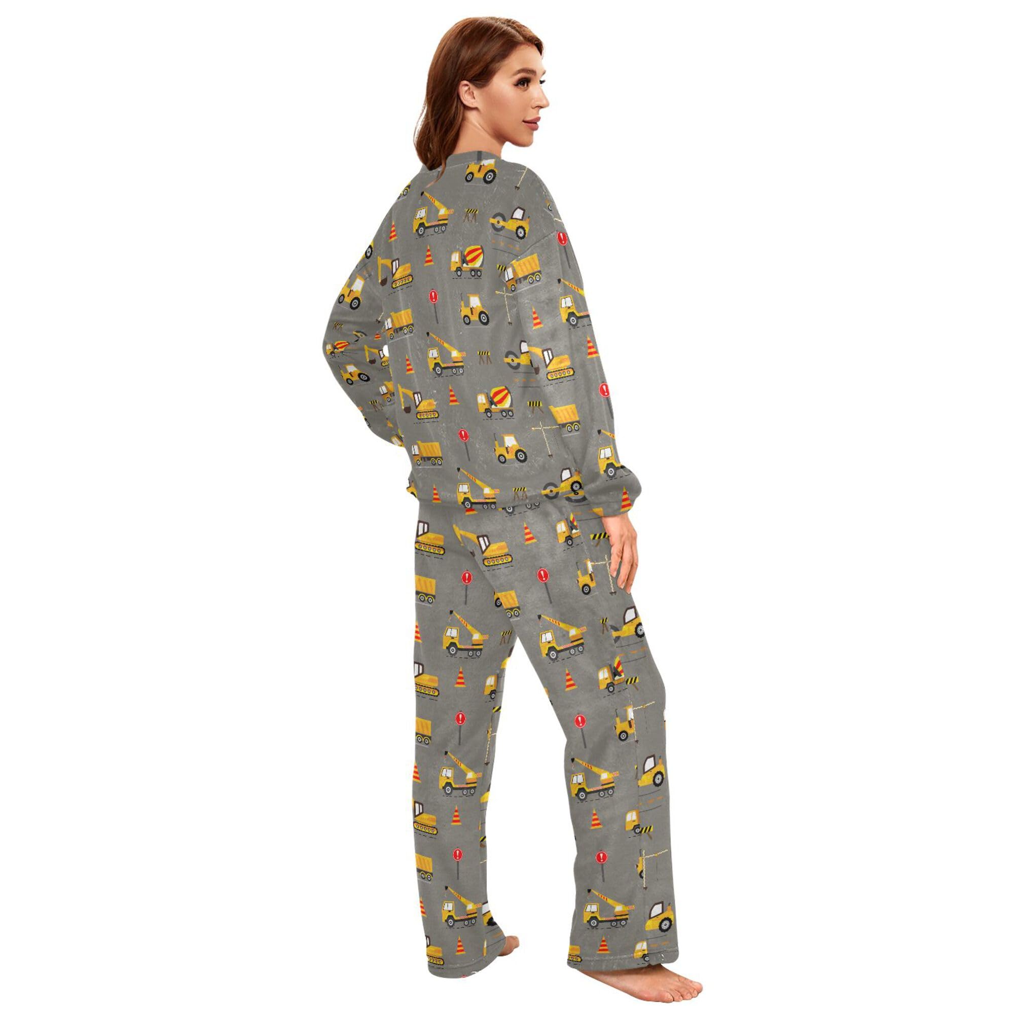 ALAZA Conjunto de pijama de forro polar para mujer, diseño de unicornio, manga larga, ropa de dormir de dos piezas, ropa de dormir térmica, pijama súper suave, talla S