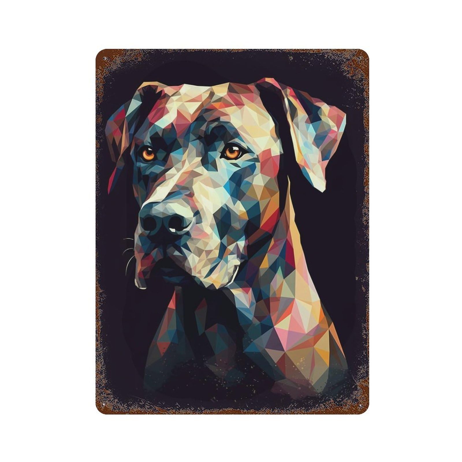 Retro Metal Sign with Great Dane Abstract Design 15.7"x11.8", for Living Room, Hallway And Home Decor, Farmhouse Wall Decor