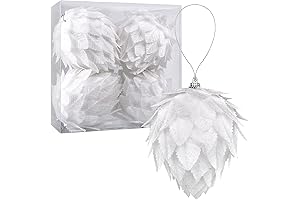 Majestic Ornaments: Shimmering White Pinecones Adorn Your Festive Tree