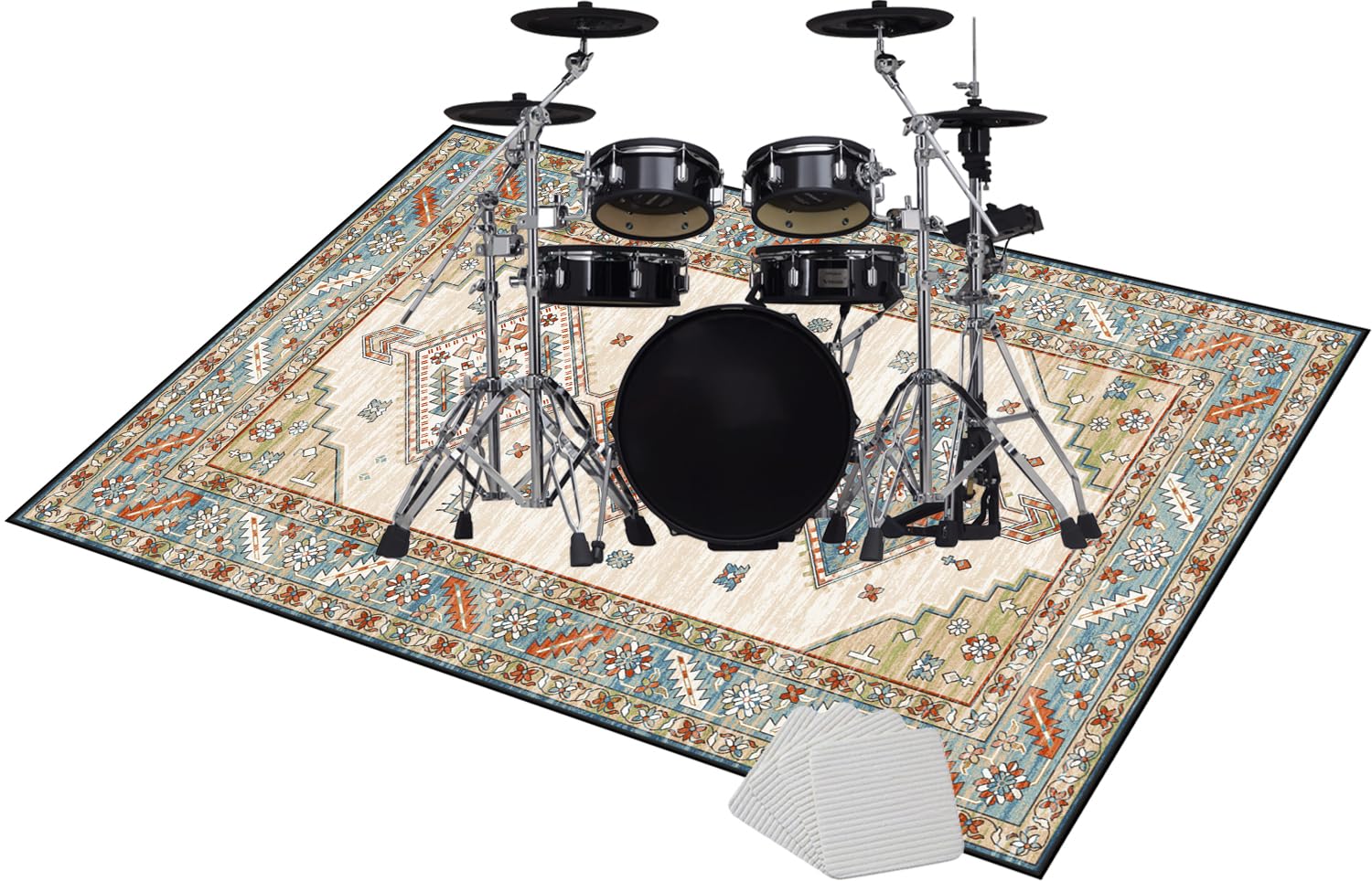 Qivstxug Drum Carpet Rug Non-Slip, Drum Rug Drum Mat, Soundproof Mat, Drumming Drum Rug, Professional Rectangle Electronic Jazz Drum Kit For Bass Drum Snare Musical Instrument Mat 180 x 140 cm
