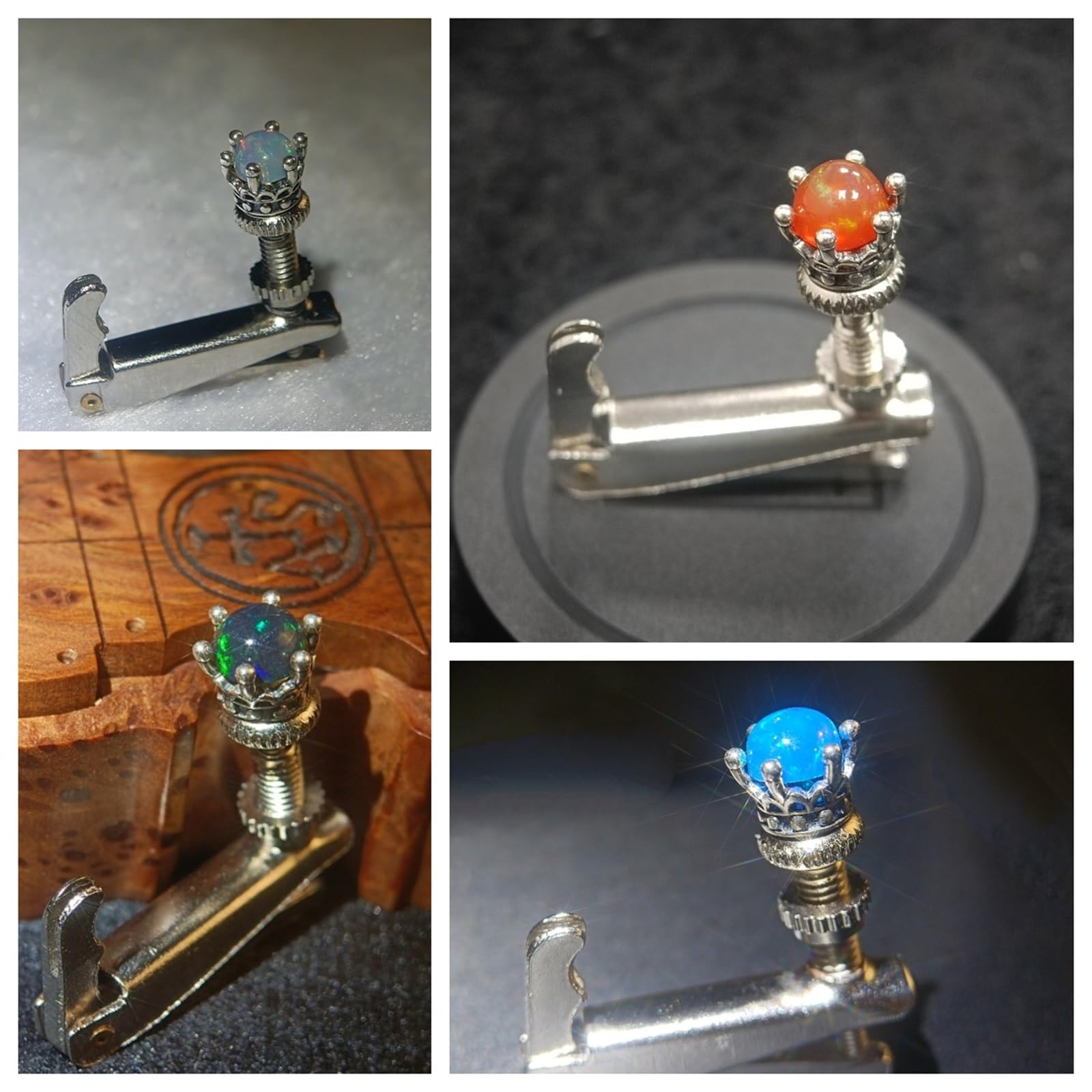 Handgefertigte kreative Violine Feinabstimmung Violinen-Stimmer Violinen-Schraube Violinen-Saitenhalter für 3/4 4/4 Violinen (10-Schwarzer Opal)