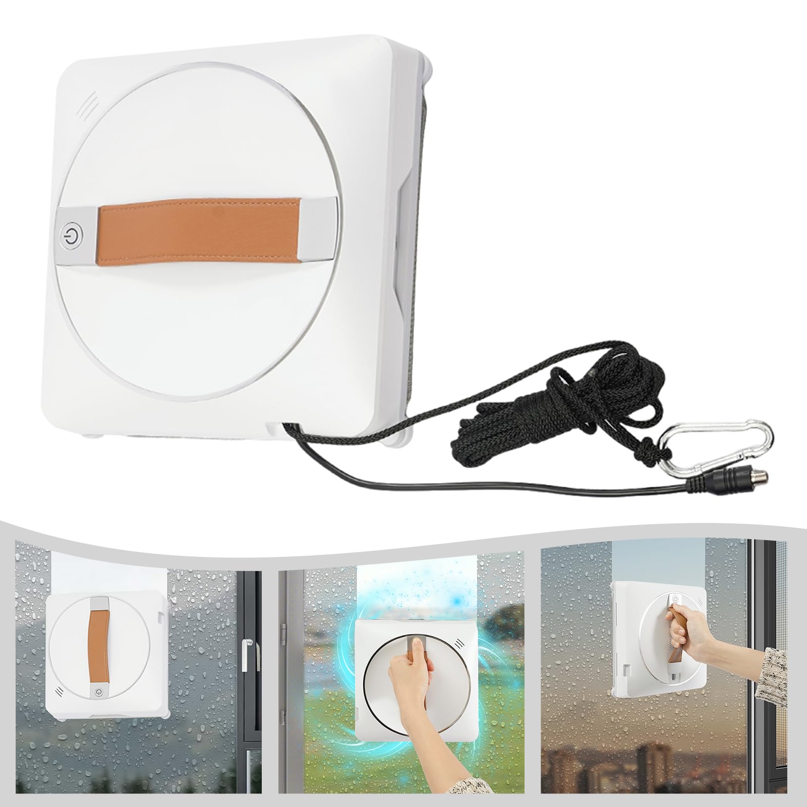 Robot nettoyeur de vitres avec double pulvérisation, nettoyeur de vitres automatique avec planification intelligente du chemin, détection des bords et 4 chiffons de nettoyage