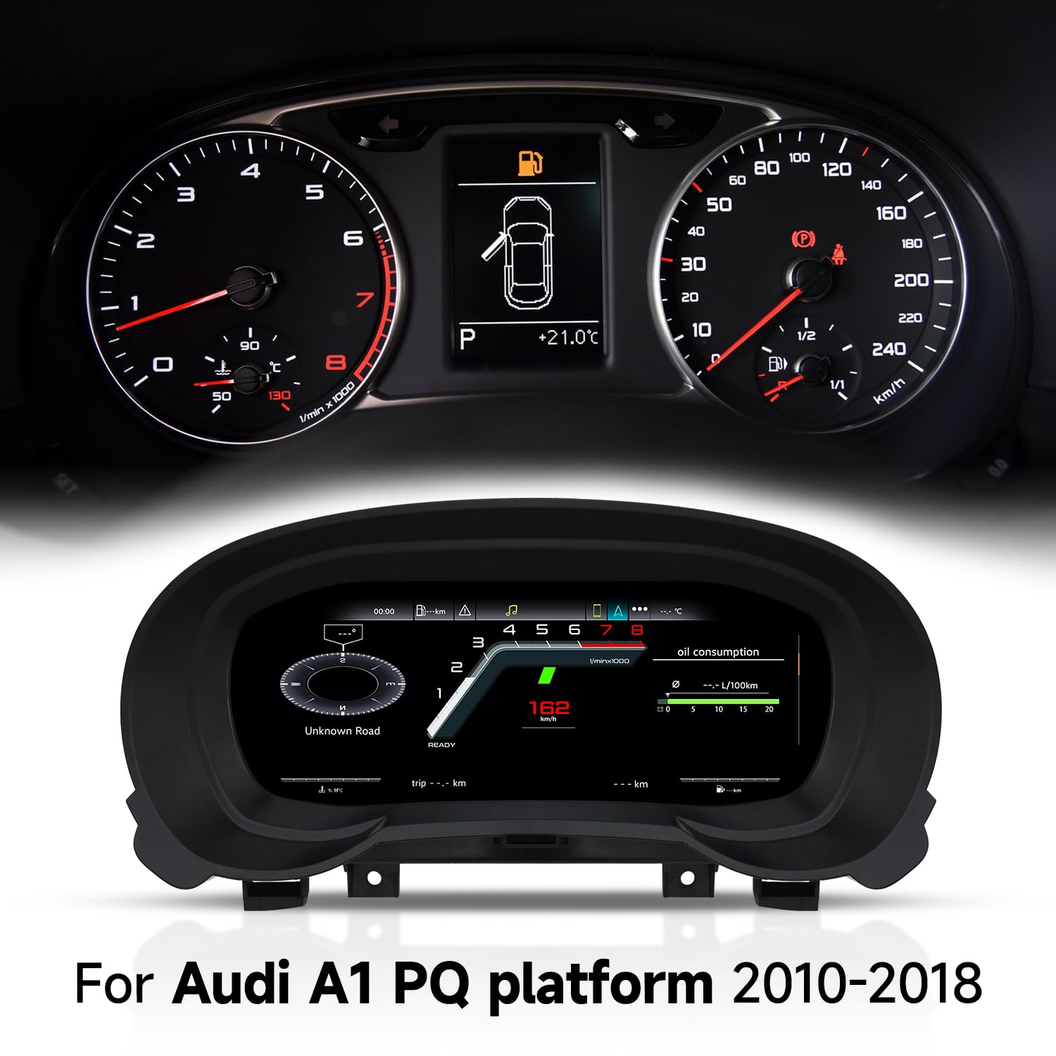 Quadro strumenti digitale completo da 10,25” per Audi A1 PQ 2010-2018. Tachimetro digitale aggiornato, ricambio originale, display multifunzionale per cockpit virtuale.