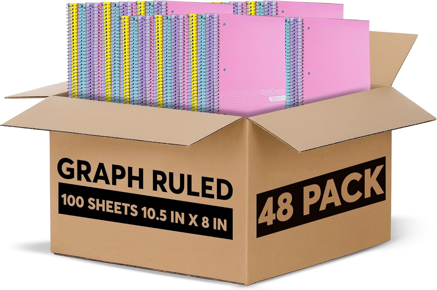 Graph Paper Spiral Notebook - 4-Subject Quad Ruled Notebooks