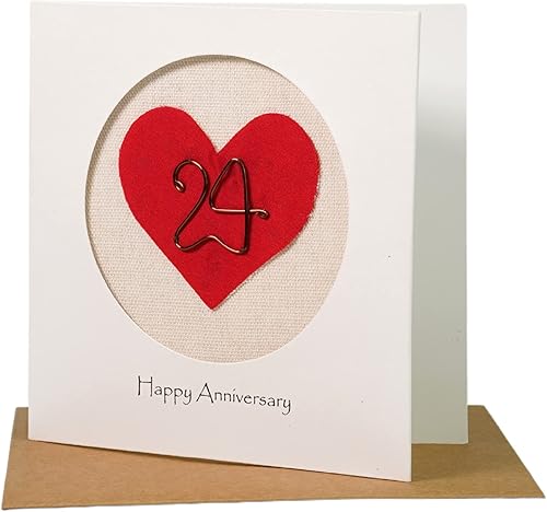Miniatura 2 de Tarjeta de aniversario de boda 24 para ella, hecha a mano para esposa, marido, pareja (24)