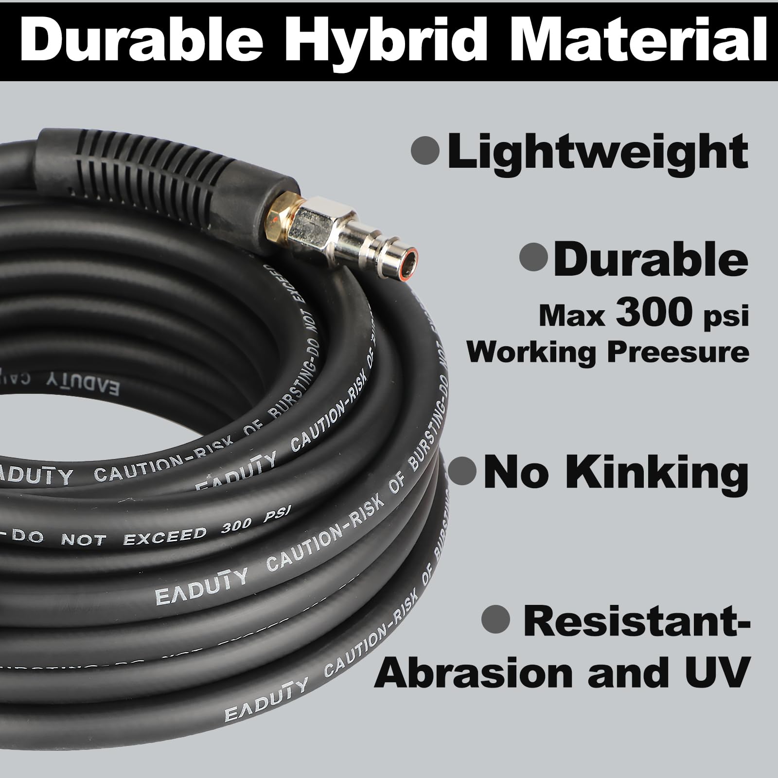EADUTY Air Compressor Hose, Heavy Duty Hybrid Air Hose 1/4" I.D by 15 M Length - Image 2