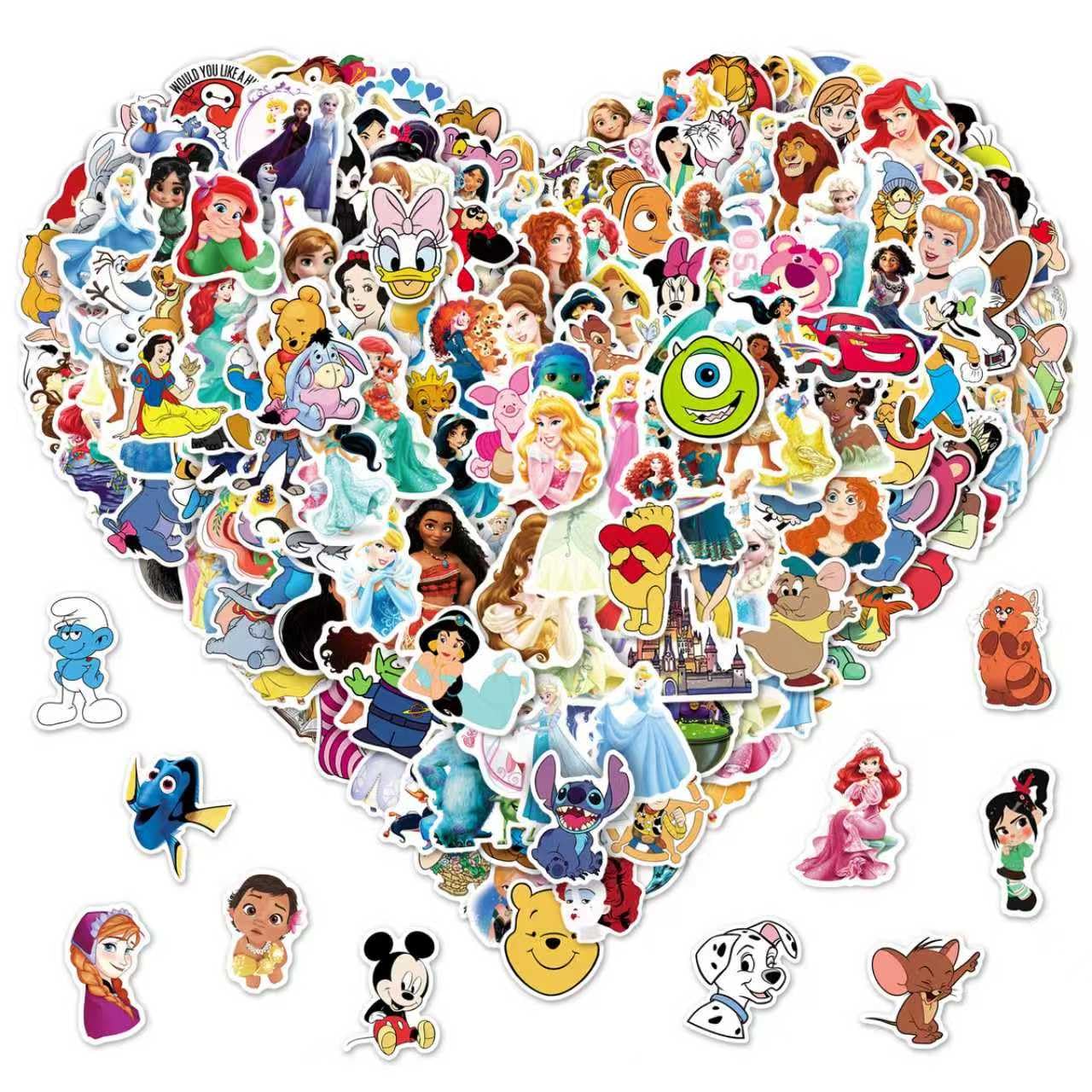 200pcs Kids Disney Princess Cute Cartoon Character Stickers - Movie Decorative Waterproof Stickers for Kids Teens Adults