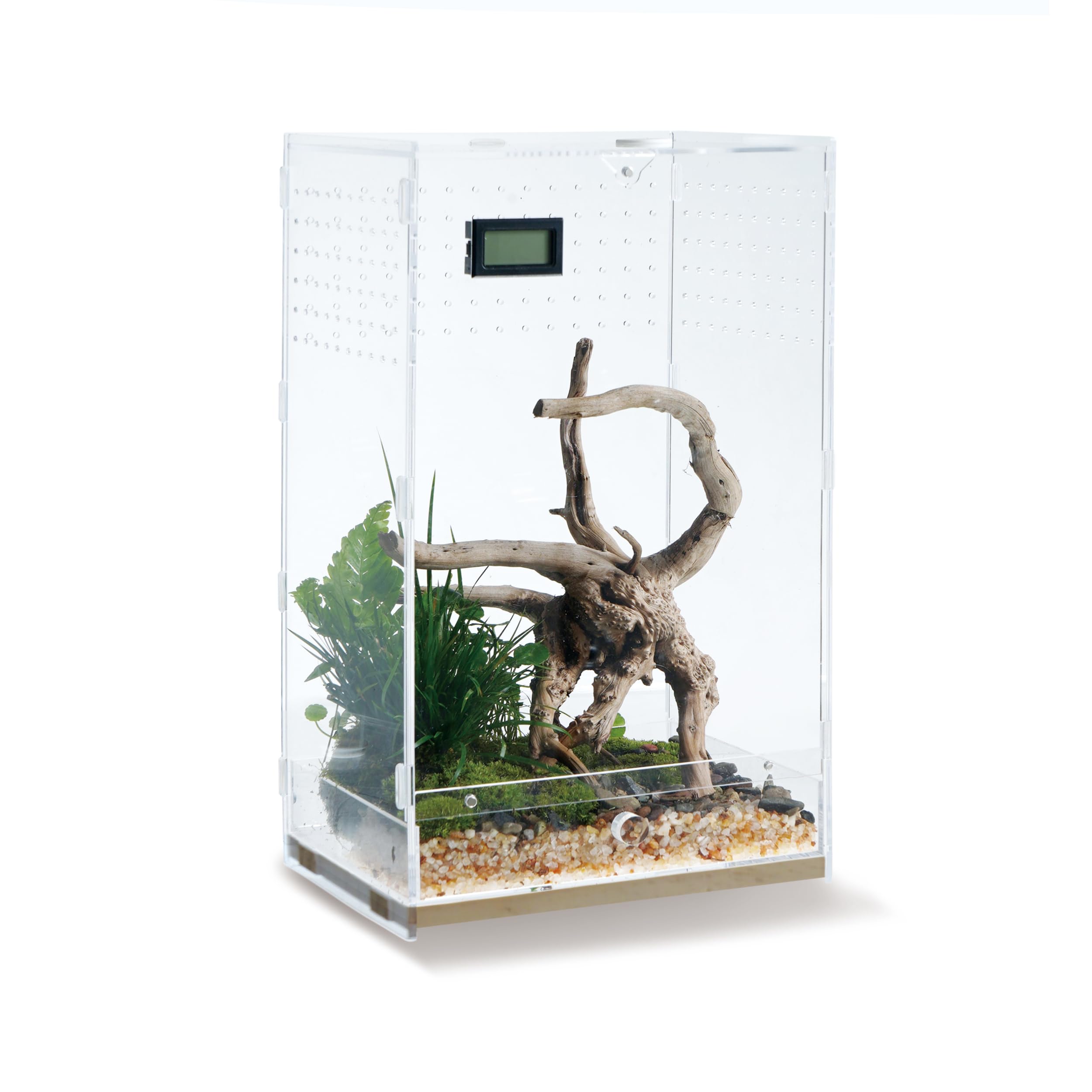 WBHONGHUI Acrylic Clear Reptile Habitat Enclosure Terrarium with Latch ,Perfect for Amphibians and Invertebrates Such as Spiders, Frogs, etc (Vertical Wood Large) — image 1