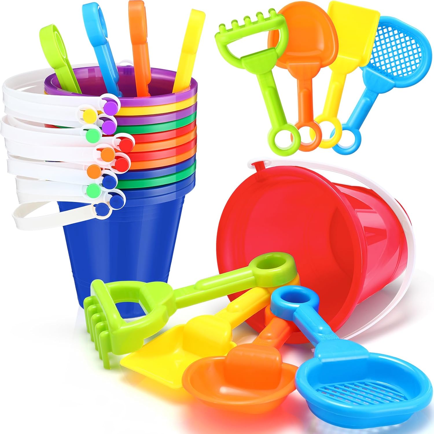 Didaey 24 Sets Colorful Beach Pails Sand Buckets and