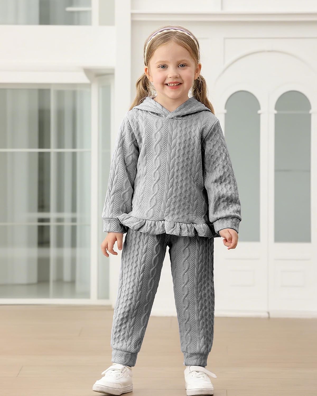 Mioglrie Baby Toddler Girl Clothes Infant Fall Winter Outfits Hoodie Solid Color Sweatshirt Sweatpant Clothing Set 3M-3T