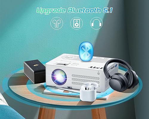 Miniatura 5 de TMY Proyector con WiFi y Bluetooth【Pantalla de 100 pulgadas incluida】Proyector nativo 1080P para exteriores, proyector portátil compatible con 4K,