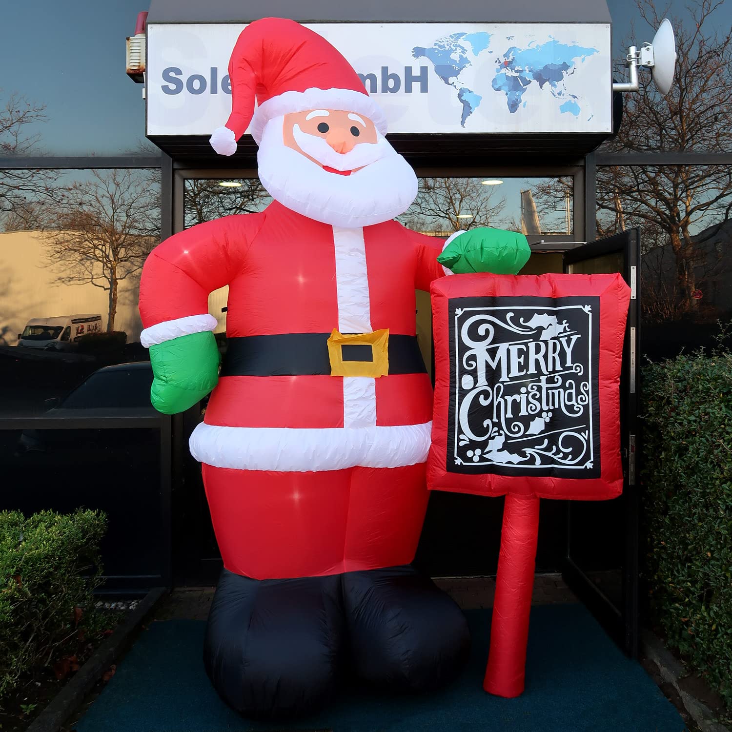 TRONJE Père Noël Gonflable 300cm - LED illuminé Santa Claus XXL Figure de Saint-Nicolas décoration de Noël IP44 extérieur