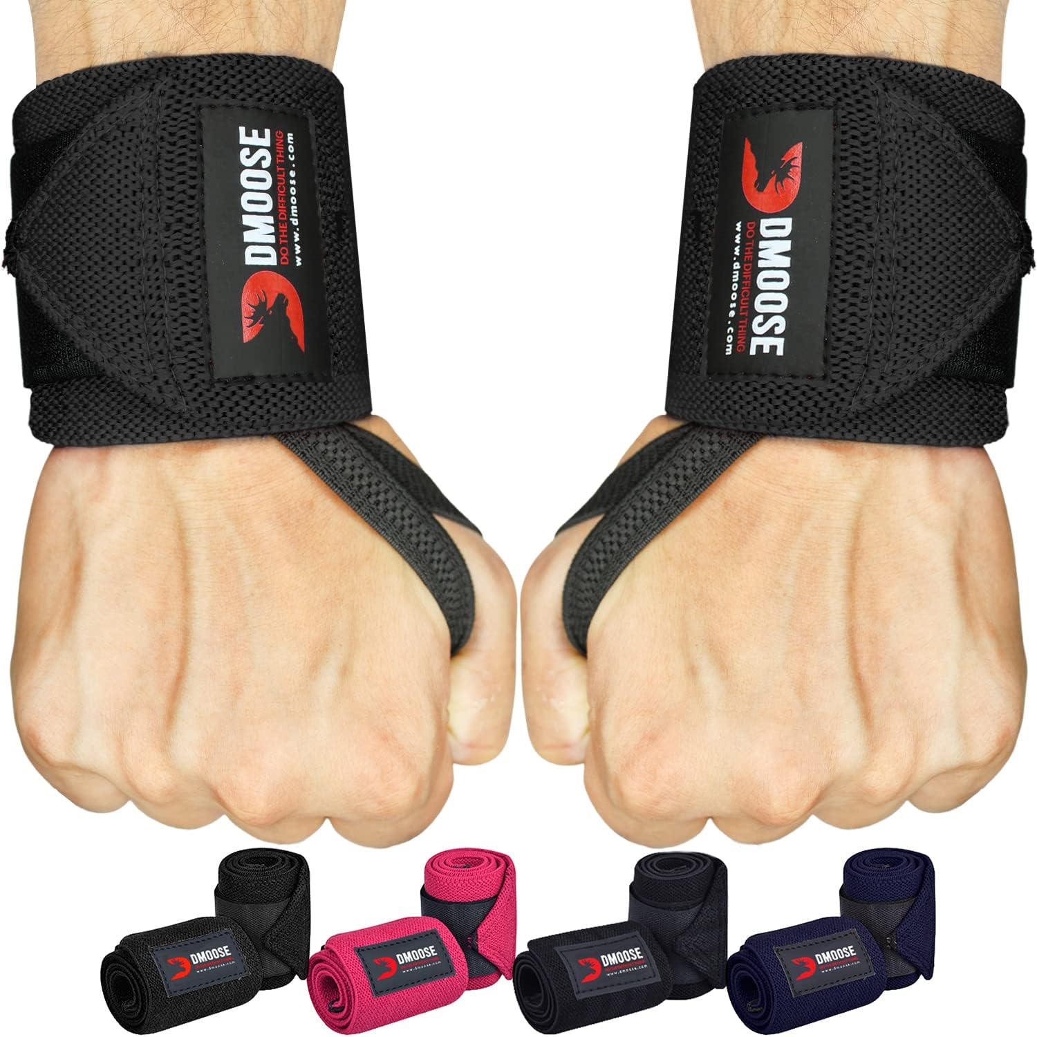 DMoose Wrist Wraps Weightlifting (18 & 12 Inches) For Gym Training