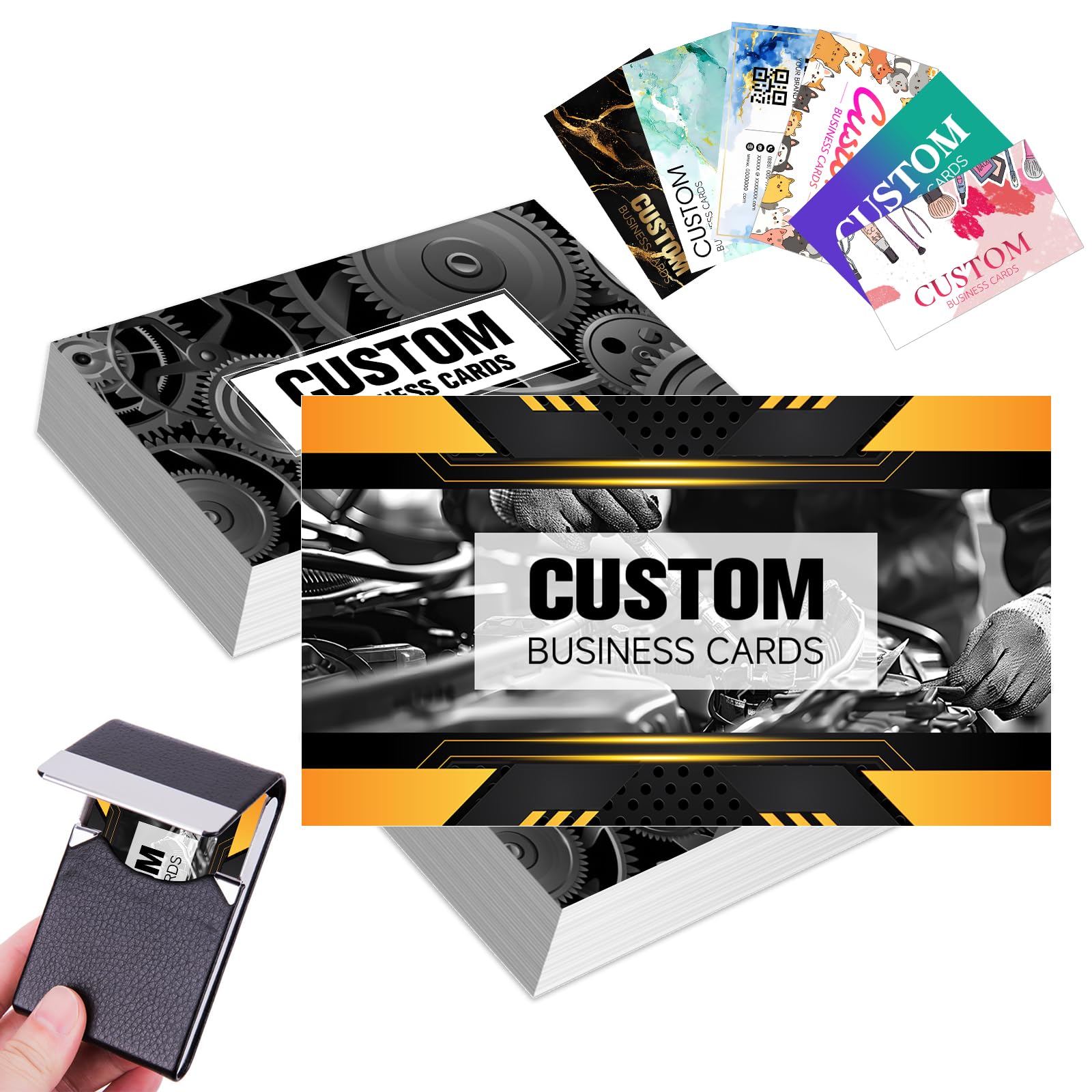 Custom Business Cards, Personalized Card with Logo, Text, Name