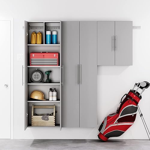 Miniatura 61 de Prepac HangUps - Armario de almacenamiento grande, color gris claro inmaculado de 36 pulgadas con estantes y puertas de almacenamiento, ideal para