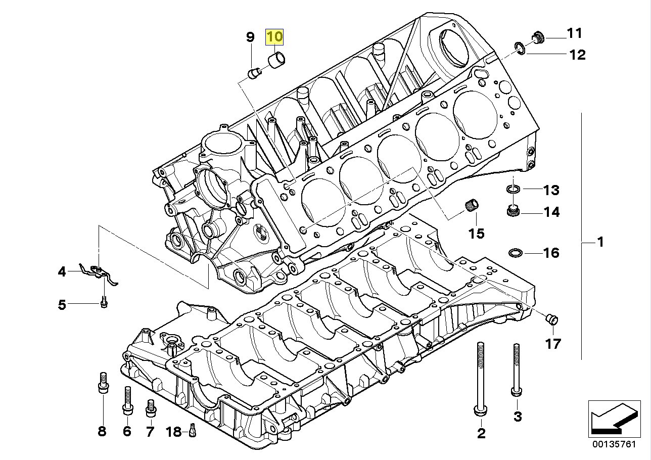 BMW Engine Block Cylinder Head Oil Gallery Seal Spacer 11111739185 Genuine