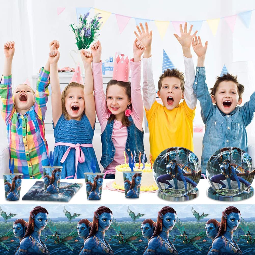 Juego de Vajilla para Fiesta Infantil 61pcs-20Guests Avatar Theme Tableware Set Incluyendo Mantel Platos Vasos Servilletas,Vajilla para Fiestas de Chicos Artículos para fiestas