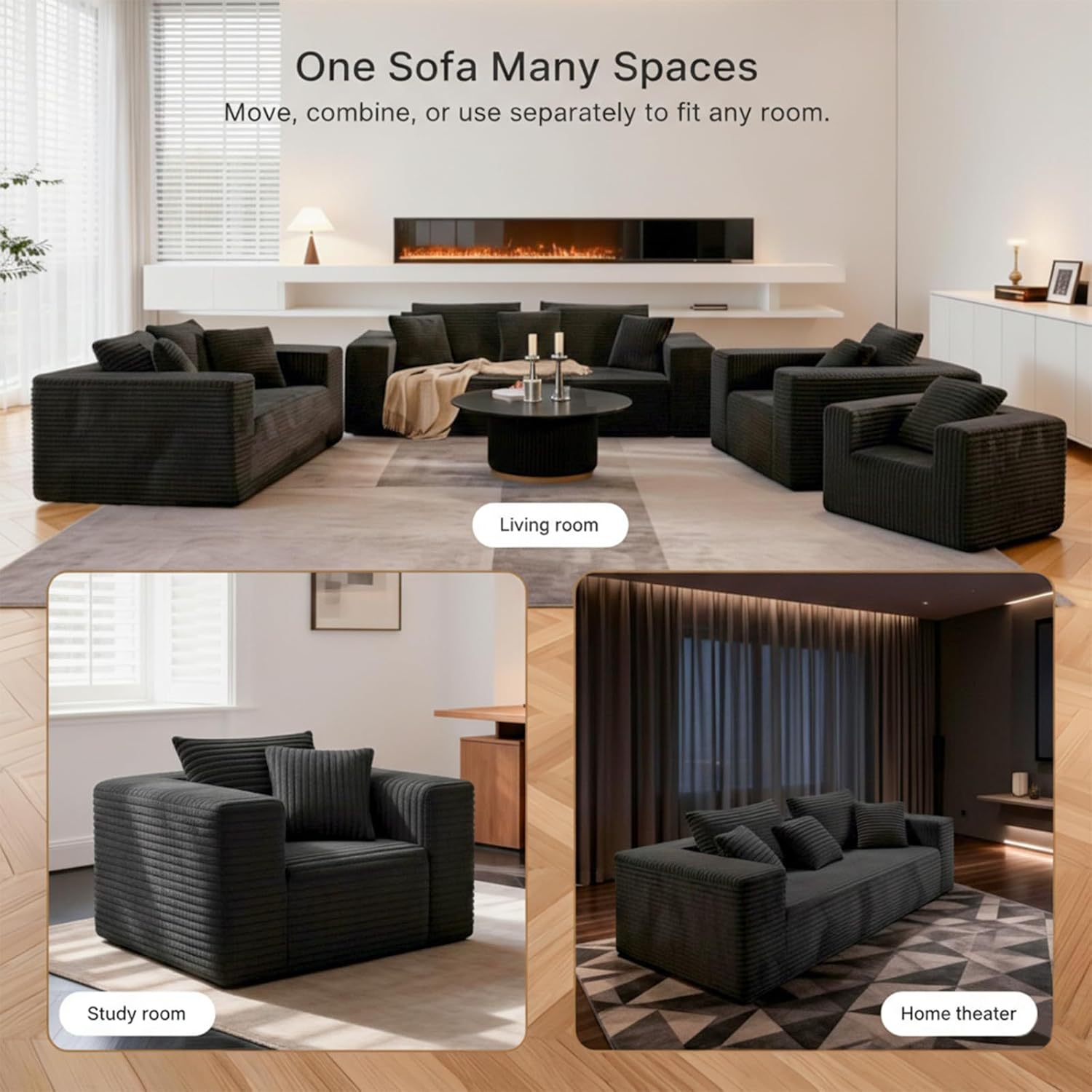 Single Cloud Sofa, High Backrest Wider Armrest Memory Foam Boneless Couch, Comfy Faux Fur Pillowed Single Seater No Assembly for Small Spaces Bedroom Dorm Office（Dark Gray）