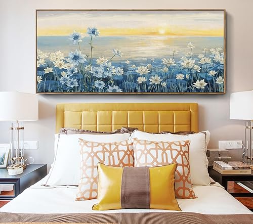 Vista 112 de Lienzo decorativo para pared, baño, estilo bohemio, costero, granja, vaca, montaña, flor, ilustración, obra de arte floral, paisaje rústico de Arte