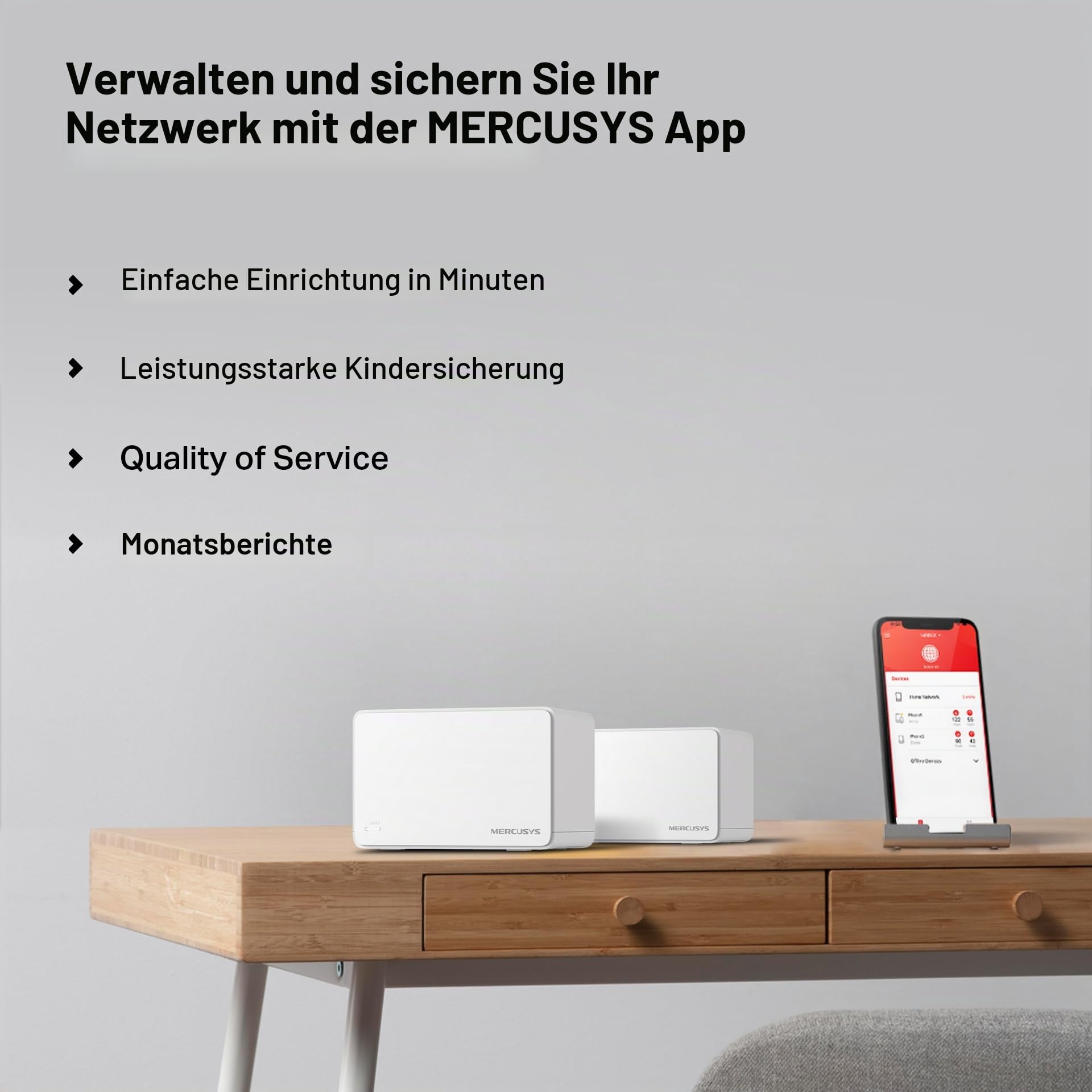 Mercusys Halo H3000X Mesh-WLAN-Set (2er-Pack), Wi-Fi 6 AX3000 Dualband-Router & Repeater, 3 × Gigabit-Anschlüsse pro Einheit, MU-MIMO, WPA3, Kindersicherung, empfohlen für Häuser mit 2–4 Schlafzimmern