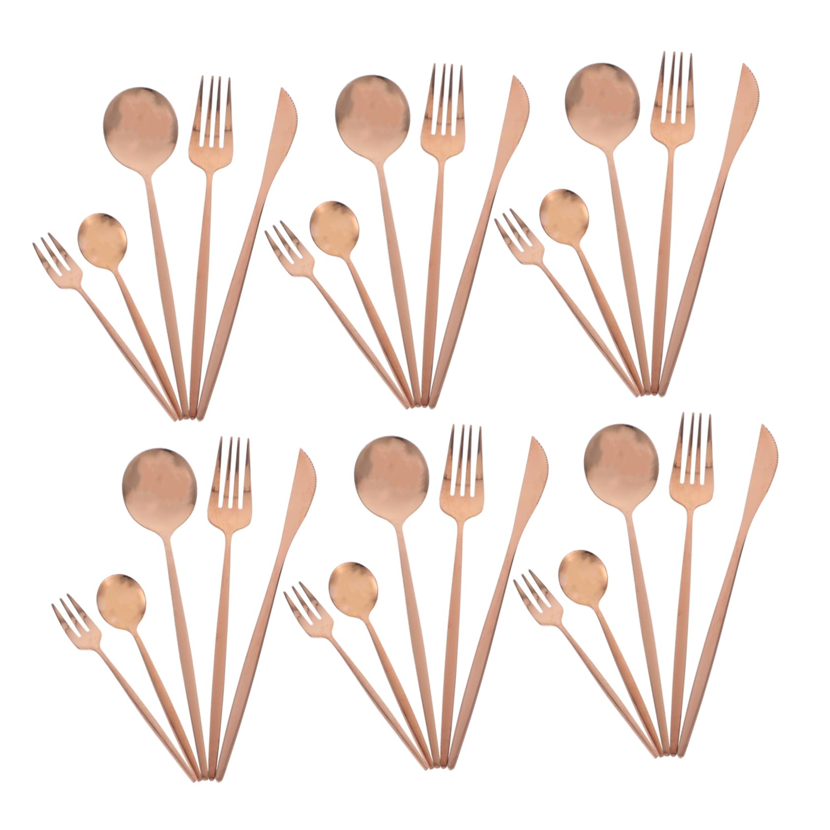 30 Piezas Cubertería Inoxidable con Acabado Rosa Dorado Cubiertos para Fiestas y Bodas Tenedor Cuchara y Cuchillo para Comidas Elegantes