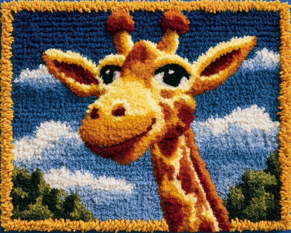 FWRTYCB Latch Hook Rug Kit Cute Smiling Giraffe