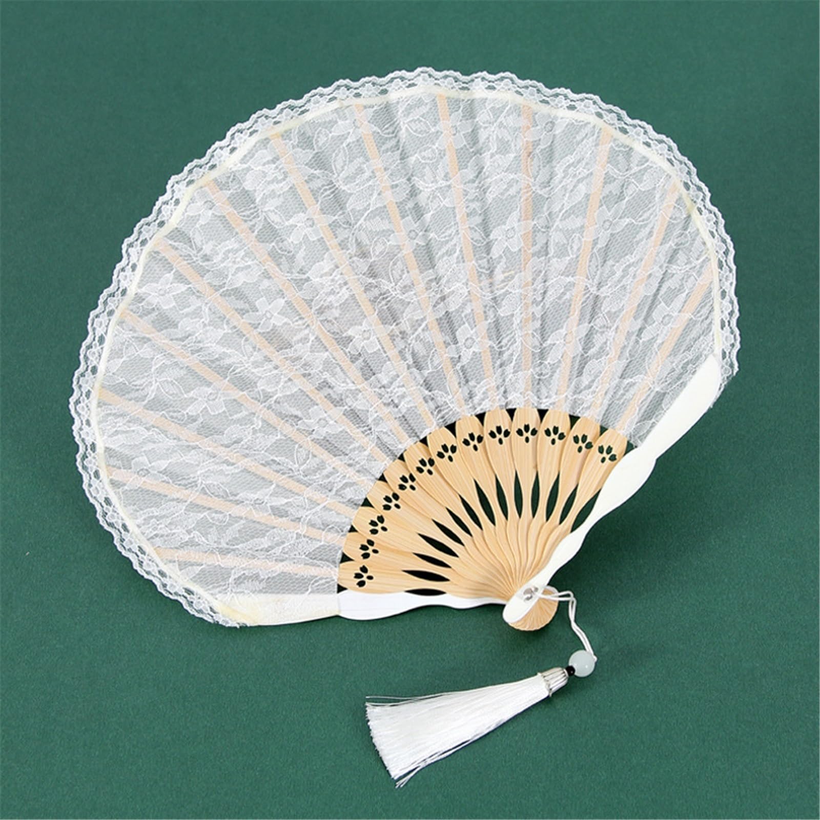 SXTYYH Hand Fans for Women Foldable, Reusable Chinese Japanese Vintage Bamboo Lace Shell, Dance Decorations Festival Gift, Folding Handheld Fan(White)