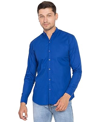 Royal blue chinese collar shirt Clearance