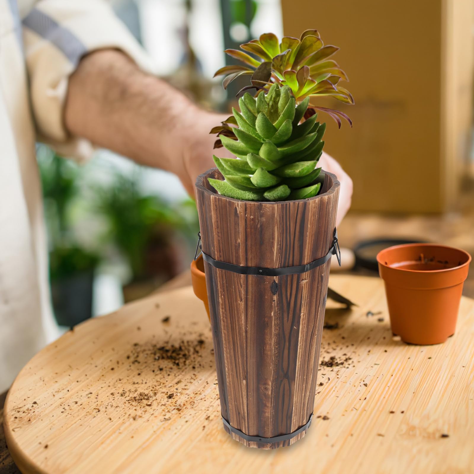 Vaso in Legno per Piante, Marrone, per Casa e Ufficio